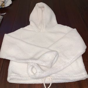 white sherpa hoodie